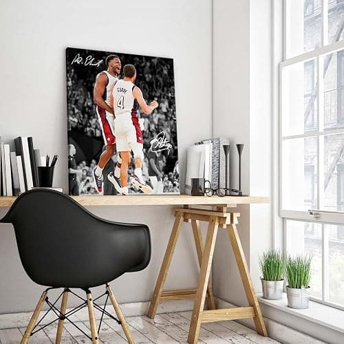 NBA Canvas Wall Art Decor - Anthony Edwards and Stephen Curry Team USA Celebration, Basketball Poster, USA Basketball Olympic Art Wall Decor, Gift for NBA Fans 16X20 inch thumbnail 3