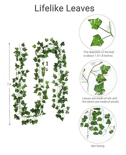 ARTKAIKE Fake Vines for Room Decor(12 Pack 84 Feet) Aesthetic Artificial Plant Ivy Leaves Hanging Greenery Garlands for Home Bedroom Wall Wedding Party Decor thumbnail 4