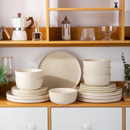 AmorArc Stoneware Dinnerware Sets for 6,Reactive Ceramic Plates and Bowls Set,Highly Chip and Crack Resistant | Dishwasher & Microwave Safe | Round Dishes Set Service for 6 (18pc) thumbnail 4