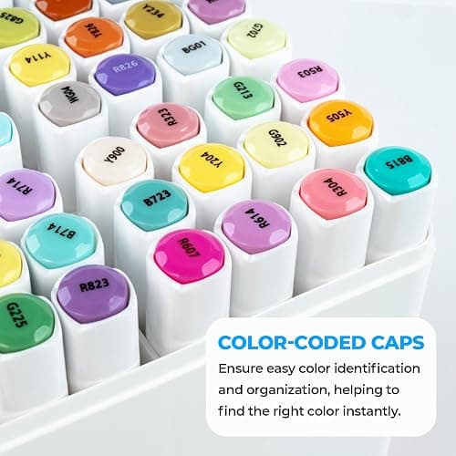 Ohuhu Alcohol Markers 80 Colors for Beginners Chisel& Fine for Coloring | Dual Tips Alcohol-based Art Marker Set with Blender for Adults Artists Drawing Illustration Sketching, Great Value Pack thumbnail 7