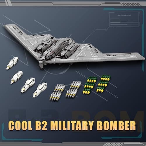 Reobrix Fighter Jet Building Set 33038, B2 Military Bomber Plane for Adults, Aviation Airplane Cool Jet Model Collection for Boys,Ideal Gifts for Kids 14+, Men and Military Fans thumbnail 5