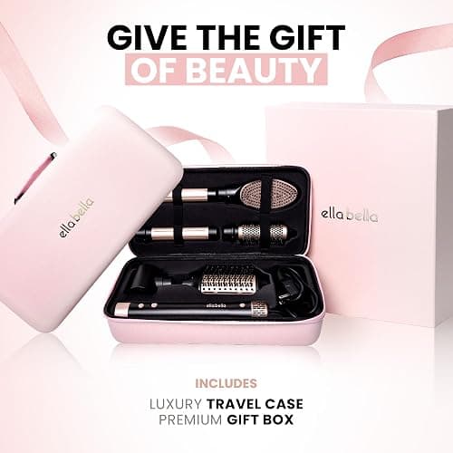 ELLA BELLA® 6 in 1 Professional Hot Air Styler • Powerful Hair Dryer & Straightener Set • Styling Without Heat Damage • Fast Drying Curling Volumizing Straightening • Includes Protective Travel Case thumbnail 7