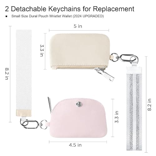 Babysun Mini Zip Around Dual Pouch Wristlet With 2 Straps Wristlet Keychain Wallet for Women Coin Purse Small Cute for Teen Girl thumbnail 2