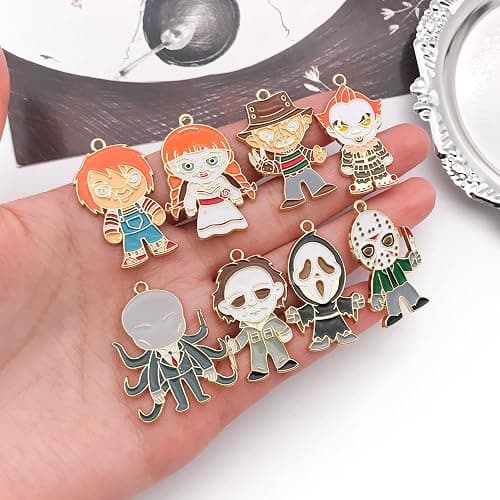 WOCRAFT 24pcs Halloween Charms, Gold Enamel Horror Classic Movie Characters Charms for Jewelry Making Bracelets Necklaces Earrings Craft Making thumbnail 2
