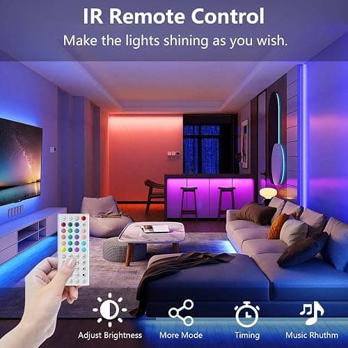 SINWE Led Strip Light 20M, Music Sync Led Lights with 44 Keys Remote and App Control,Color Changing RGB Lights for Bedroom Home Kitchen Party Christmas Decoration 65.6FT thumbnail 4
