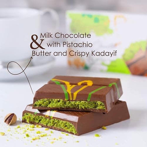 Fiorella Dubai Chocolate Bar Pistachio, Luxury & Premium Dubai Milk Chocolate Bar Filled with Pistachio Butter & Shredded Knafeh Kadayif, Snacks for Kids & Adults - 7.05 Oz thumbnail 4