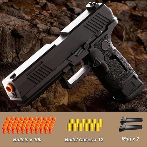 Automatic Shell Ejecting Toy Gun, Soft Bullet Toy Pistol, Educational Toy Model, Gifts for Kids, Boys and Girls (Black) thumbnail 2