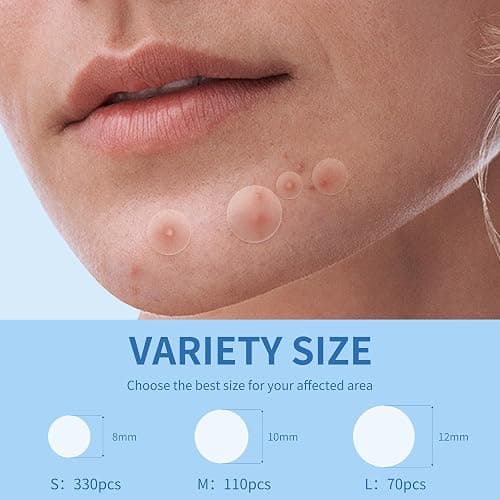 Daolyo Pimple Patches for Face - 3 Size 510 Counts Hydrocolloid Acne Patches for Covering Zits and Blemishes, Spot Stickers with Salicylic Acid, Tea Tree Oil & Calendula Oil(8mm,10mm,12mm) thumbnail 3