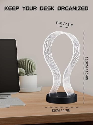 CoolGift Mart Light Up Headphone Stand with 16 Color Lights, PCB Pattern Acrylic Headset Stand with 1 USB and 1 Type-C Charging Ports, Gifts for Gamers Men and Music Lovers thumbnail 2