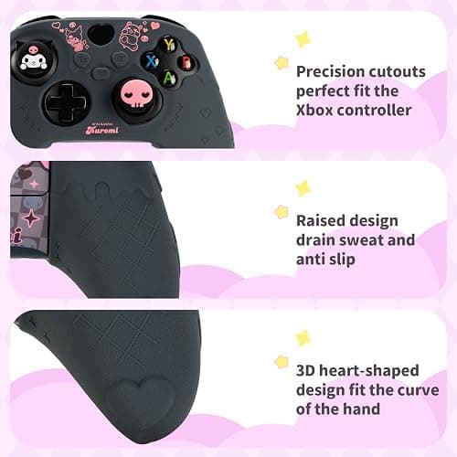Kuitmor Controller Cover Skin for Xbox Series X/S,Soft Silicone Anti-Slip Protective Cover Skin Case Compatible with Xbox Controller with 2 Thumb Grip Caps - KLM thumbnail 3