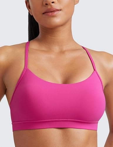CRZ YOGA Butterluxe Y Back Sports Bras for Women - Padded Racerback Low Impact Spaghetti Thin Strap Workout Yoga Top thumbnail 5