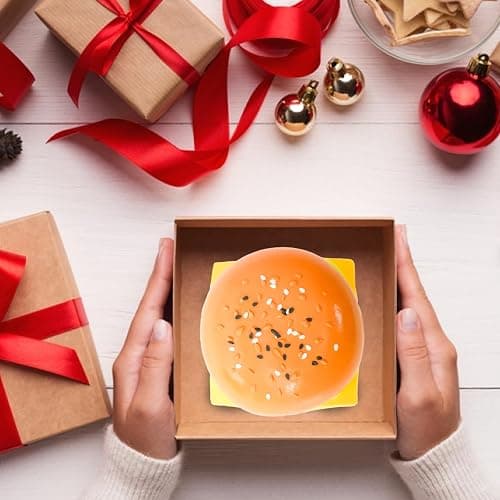 Taba Squishy Hamburger Toy, Stress Relief Slow Rising Fidget Adult Realistic Food Replica with Sesame Seeds Handmade Soft Silicone Squeeze Toy Gift thumbnail 2