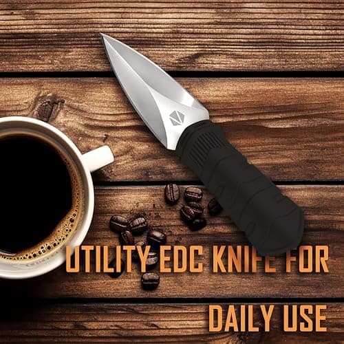 REAT mini EDC utility fixed blade knife, 6 inch 440C steel small spear point neck knife with necklace plastic sheath for outdoor, camping, hiking, for men and women thumbnail 6