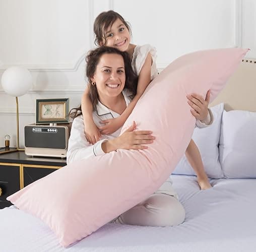 WhatsBedding Memory Foam Body Pillow with Removable Zippered Pillow Case - Pink thumbnail 2