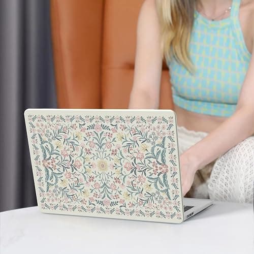 iCasso MacBook Air 13 Inch Case M5 2026 A3449 Pink Boho | Macbook Air 13.6 Inch Hard Shell Case M4 M3 M2 2025-2022 A3240 A3113 A2681, Vintage Flowers, Keyboard Cover Screen Protector thumbnail 8