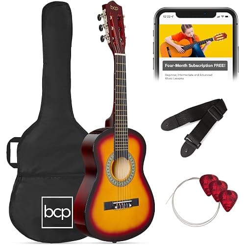 Best Choice Products 30in Kids Acoustic Guitar, All-in-One Beginner Starter Kit w/Strap, Case, Extra Strings, Rosette Inlay - Sunburst - Image 1