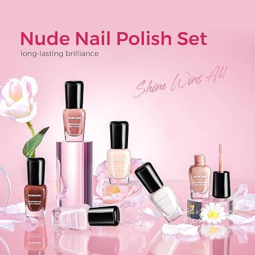 Morovan Nude Nail Polish Set: 6PC Neutral Pink Milky Skin Color Nail Polish Kit Pale Beige Cream Taupe Tan Brown Natural Mini Summer Manicurist Beautify Women Girls Gift thumbnail 2