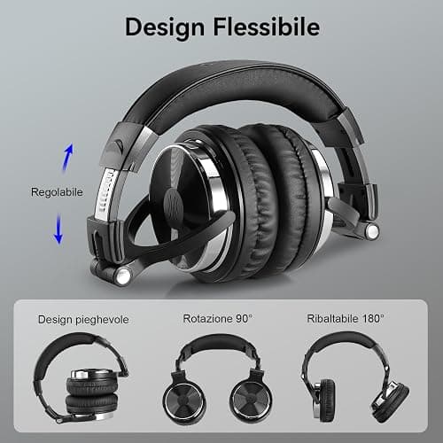 OneOdio Pro 10 Cuffie Over Ear, Cuffie Cablate con Shareporte Microfono, Jack 3,5 mm e 6,35 mm, Cuffie perRegistrazione, Mixaggio, Monitoraggio in Studio, DJ, Chitarra,Podcast, Cellulare, PC thumbnail 8