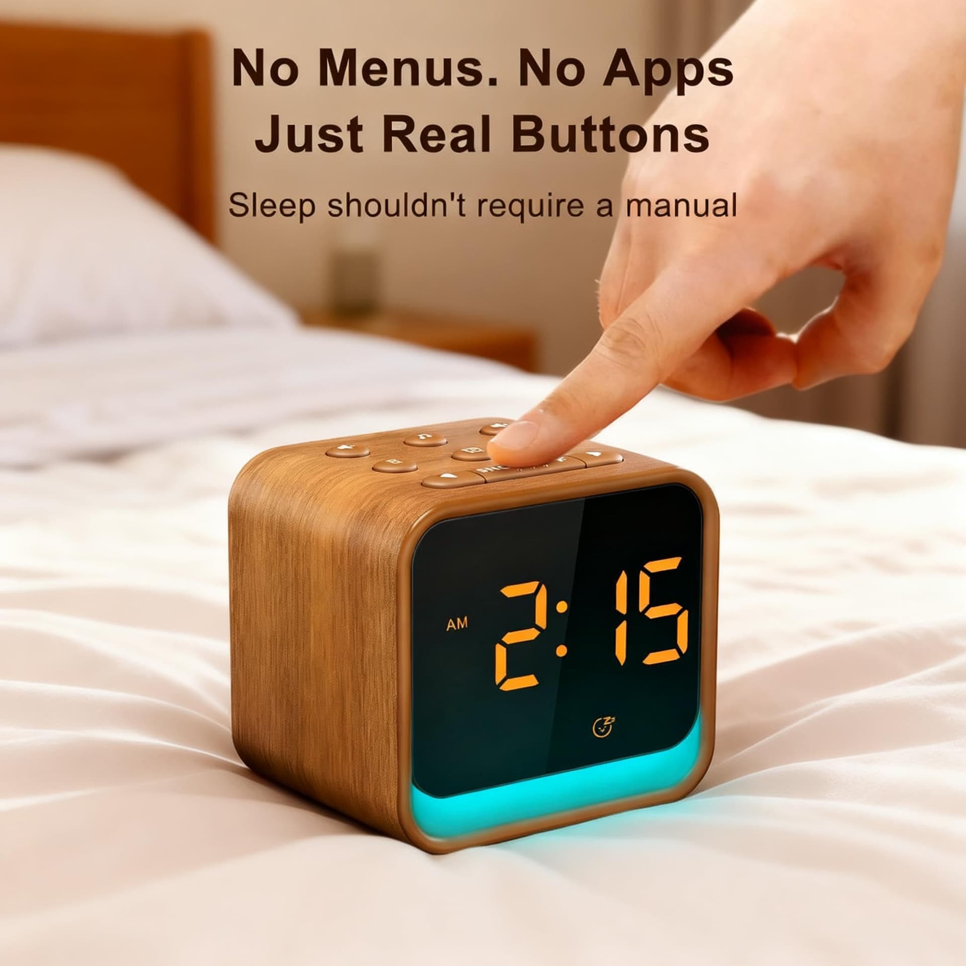 Acedeck Sound Machine Alarm Clock: Wooden Design Natural White Noise - Gentle Wake-Up with 8 Sounds - Nightlight for Phone-Free Sleep Routine thumbnail 5