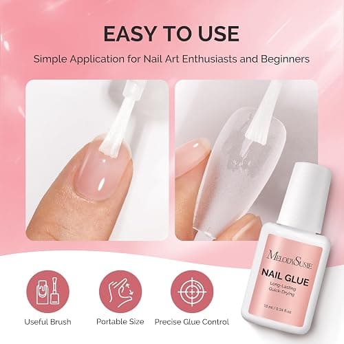 MelodySusie Nail Glue for Press on Nails Acrylic Nail Tips Quick-Drying Super Strong Long Lasting Adhesive for Fake Nails No UV Lamp Needed with Easy Application 10ml thumbnail 3
