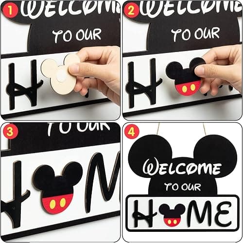 SUPYFD 19Pcs Cute Mouse Interchangeable Seasonal Welcome Door Sign for Front Door Decor, Welcome to Our Home Sign with Interchangeable Holiday Pieces for Farmhouse/Wall/Porch Decor and Housewarming thumbnail 5