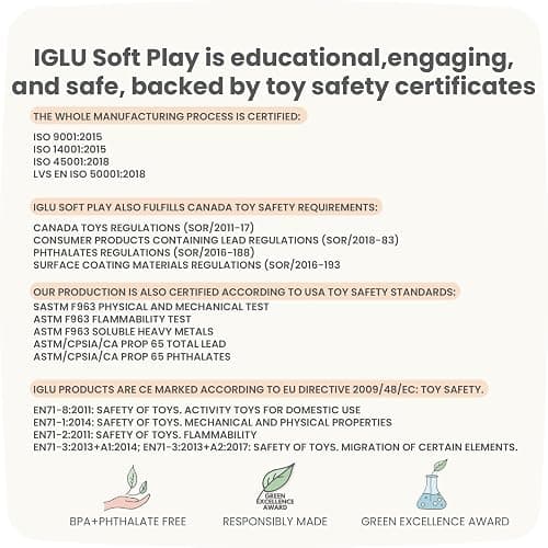 IGLU Soft Play Corner Climber Montessori Foam Blocks for Toddlers 1 Year Old with 5 Shape Forms Equipment for Kids in Pastel Colors thumbnail 8
