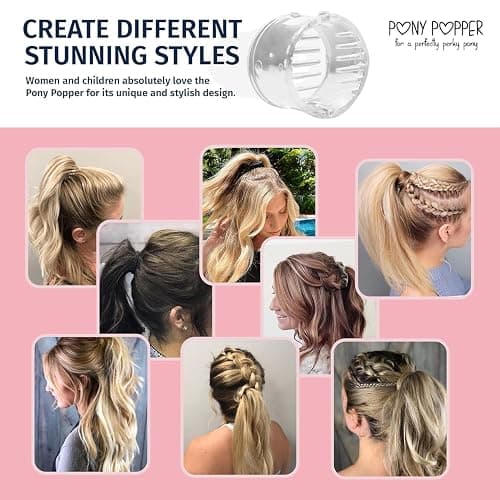 Mini Pony Popper Clip - High Ponytail Holder for Volume & Lift - Versatile for All Hair Types, Ponytail Tool for Thick & Long Hair - Easy-to-Use Hair Styling Accessories for Women, Clear Pony Popper thumbnail 5