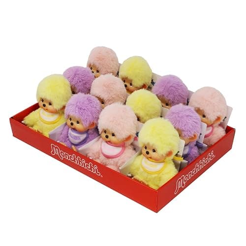 Sekiguchi 201495-Monchhichi Original, Assorted Yellow, Purple and Pink, Plush Animal Approximately 15 cm, 201495 (1 Count) thumbnail 2