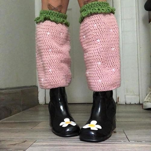 Hedovan Cute Leg Warmers Crochet Knit Boot Cuffs Cover Funny Socks Strawberry Leg Warmers Aesthetic Y2k Accessories thumbnail 3