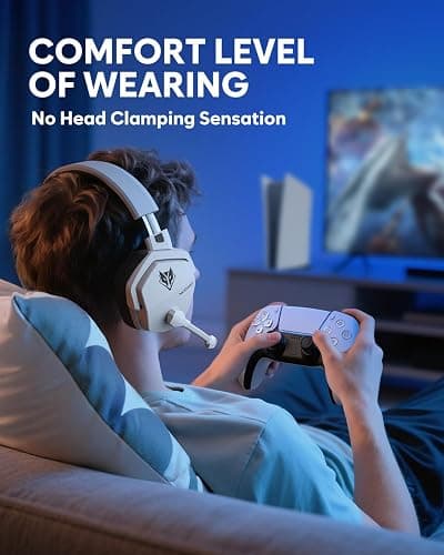 NUBWO Wireless Gaming Headset with Mic for Ps5 Ps4 PC, Zero Interference, 100-Hour Battery All-Day Play, 23ms Sync​ for Fortnite & Call of Duty/FPS Gamers, Triple Mode All Devices Compatible - White thumbnail 9