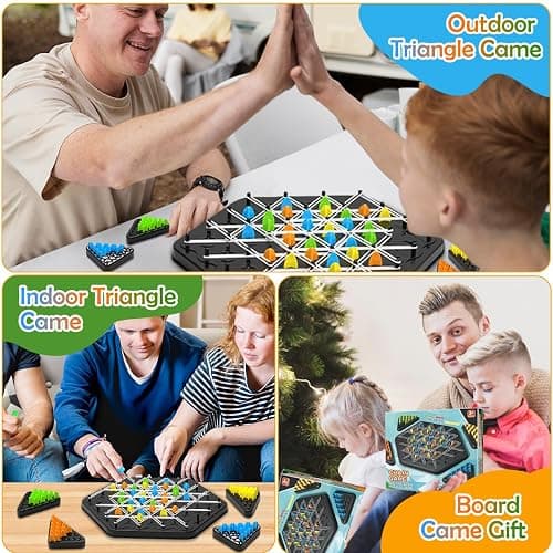 Triangle Chain Strategy Board Game, Geometric Chess Puzzle Games, Chain Triangle Chess Game with Rubber Band for Kids Adults Family Party Night 2 to 4 Players thumbnail 7