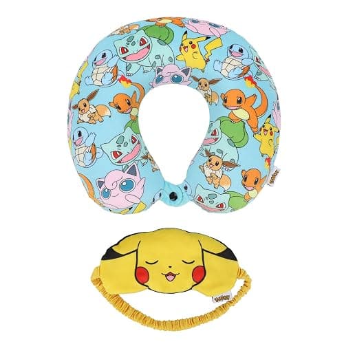 Bioworld Pokemon Pikachu 2-Piece Eye Mask & Neck Pillow Travel Set - Image 1