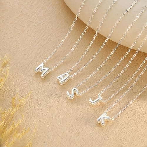 CUEZIY Initial Necklaces for Women Bubble Gold Silver Letter Necklace Dainty Personalized Charm Pendant Name Necklace Cute Non Tarnish Fashion Accessories Teen Gift Trendy Stuff Jewelry Gifts thumbnail 4