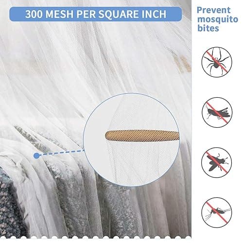 Sublaga Round Mosquito Net for Bed, Large White Bed Canopy for Girls, Hanging Bed Net, Ideal for Bedroom Decorative, Travel with Storage Bag (Round) thumbnail 6