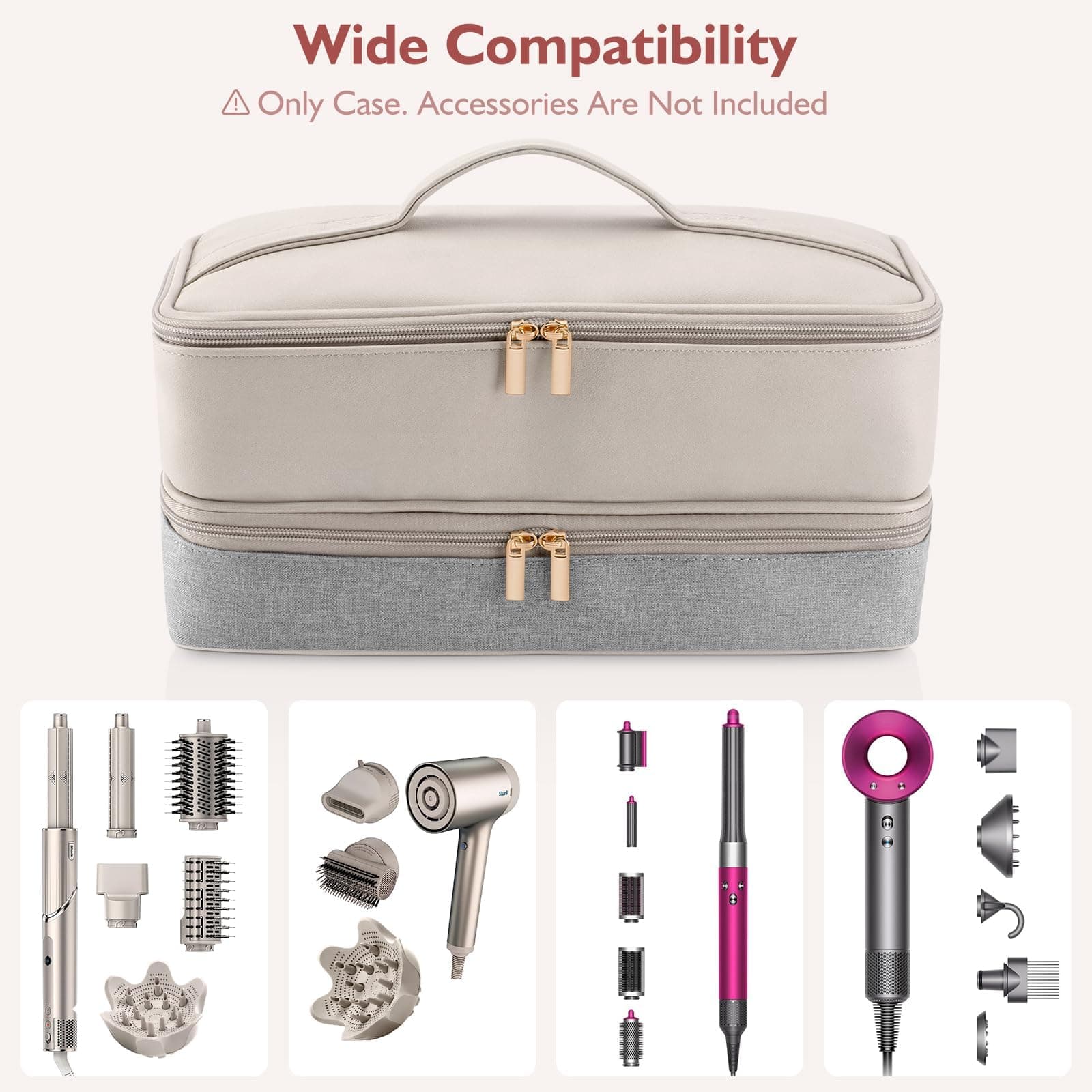 Travel Carrying Case for Hair Dryer Shark Flexstyle Dyson Airwrap Brush Double-Layer Hair Accessories Tools Storage Bag for Revlon Hairdryer Styler Organizer thumbnail 4