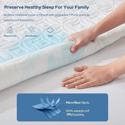 BEDLORE Waterproof Mattress Protector, Twin XL Size Mattress Pad with Deep Pocket 6"-15" Depth, Soft Breathable Bed Mattress Cover for Bedroom, College Dorm (White) thumbnail 2