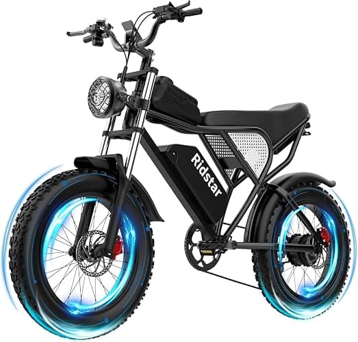 Ridstar Electric Bike for Adults, 1000/2000W, 25/30/37MPH,48V-52V, 20AH,40AH Battery, Max 50-180 Miles Electric Motorcycle, 20" Fat Tire Dirt Bike, Shamano 7-Speed E-Bike - Image 1