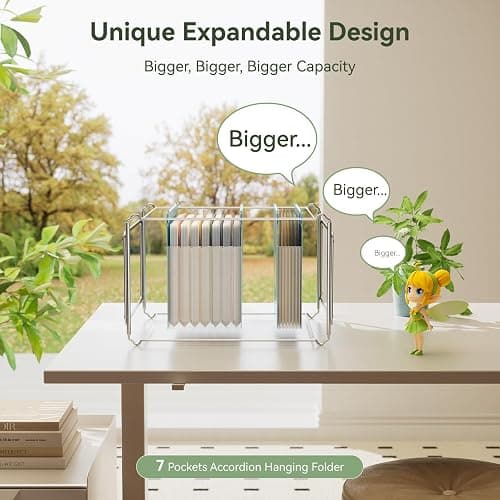 Wheat Straw Expanding Hanging File Folders, File Organizer, 1.2" Accordion Pockets, Large Capacity, Letter Size for Filing Cabinet, 100% BPA Free, Return to Nature, Healthy Living-Mint Green thumbnail 5