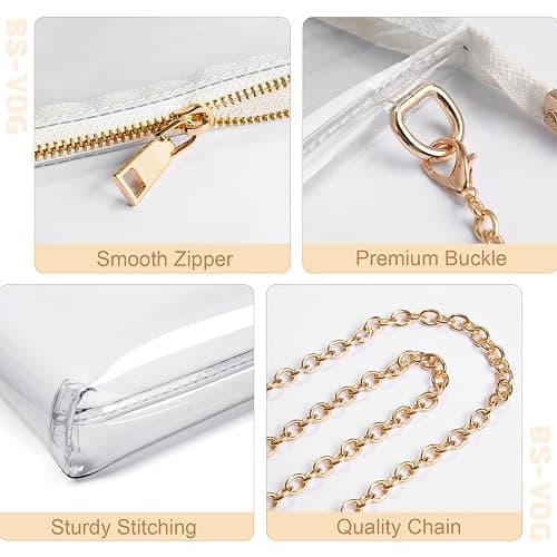 BS-VOG Clear Purse for Women - Stadium Approved Small Crossbody Bag with Zipper, Clear Stadium Bag for Concerts, Sports thumbnail 3
