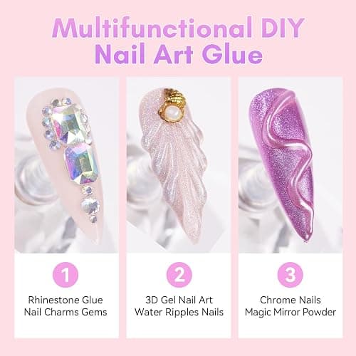 Makartt Rhinestone Glue for Nails: Super Strong Gel Nail Glue for Nail Charms Gems Decorations, 3D Gel Nail Art Bling Jewel Diamonds for Salon & DIY Manicure, 30ML UV Lamp Cured Need Beauty Gifts thumbnail 3