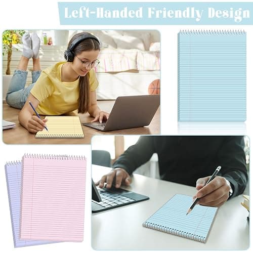 gisgfim 6 Pcs Pastel Top Bound Spiral Notebooks 8.5" x 11" College Ruled Aesthetic Legal Pad Top Spiral Steno Pads Colored Paper Assorted Covers Spiral Notebook for Writing School Office Supplies thumbnail 5