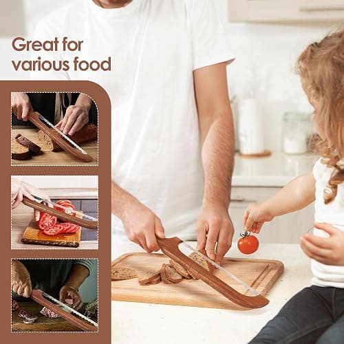 QikFas Sourdough Bread Knife,Bread Slicer, 15.7'' Serrated Bread Slicer for Homemade Bread with Reliable Sourdough Crafting, Ergonomic Handler, Premium Sharpness Blade (Original - Right Handed) thumbnail 6