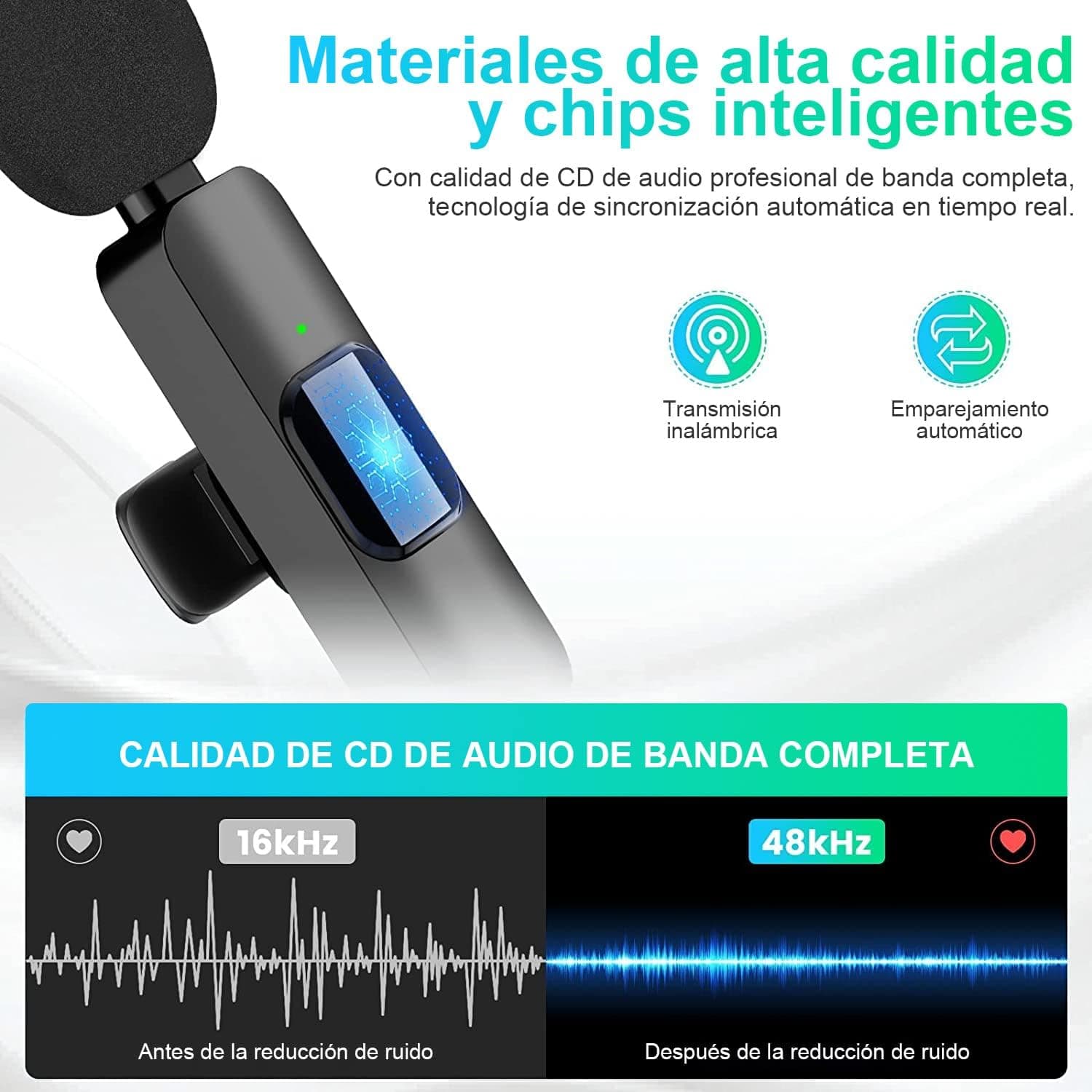 Micrófono Inalámbrico para Celular, Tiozoney Micrófono de Solapa para iPhonePad/Android, Profesional Lavalier Microfono Inalambrico Reducción de Ruido,Transmisión en Vivo,Vlog,Conferencia,Grabación thumbnail 6