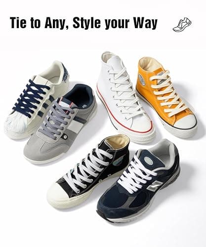 Handshop 2 Pairs Flat Athletic Shoelaces 5/16" in 40"-63" Wide Sneaker Replacement Shoe Laces - 47'' inches (120 cm) - 2 X White thumbnail 5