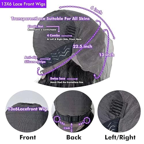 13x6 Lace Front Wigs Human Hair Body Wave HD Lace Wig 220% Density 28 Inch | Brazilian Virgin Hair Pre Plucked with Baby Hair HD Transparent Lace Frontal Human Hair Wigs for Black Women Natural Black thumbnail 4