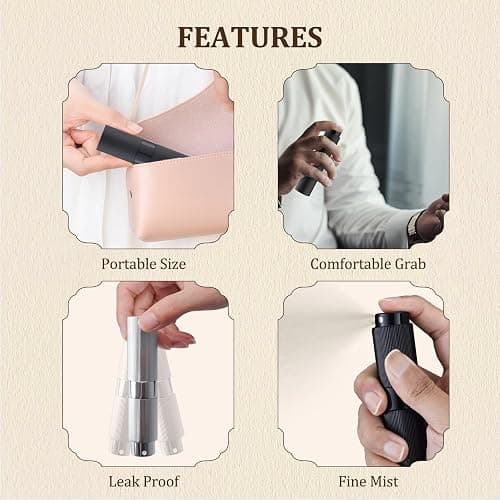 LISAPACK Perfume Travel Refillable Bottle - Atomizer Cologne Spray for Men Portable - Mini Sprayer Empty for Refill - Small Size 8ML Striped (Grey, Black, Silver) thumbnail 6