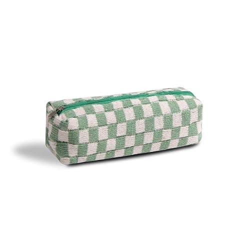 SURBEAV Pencil Case Pen Case Office College School Storage Bag Pouch Holder Box Organizer Makeup Pouch Cosmetic Bag Aesthetic Cute Pencil Case for Girls Boys Kids (Green + White) - Image 1