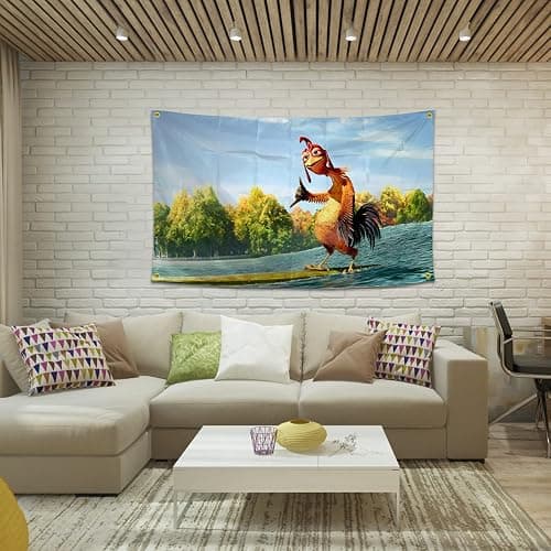 Chicken Flag Funny Poster Durable Man Cave Wall Flag with 4 Brass Grommets 3x5 Feet Tapestry for College Dorm Room Decor,Outdoor,Bedroom, Parties gifts, travel, filming,events,festivals.. high-resolution banner thumbnail 3
