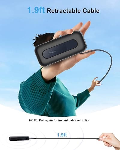 Miady Portable Charger 10000mAh PD 30W Fast Charging Power Bank with Built-in 1.9ft Retractable USB-C Cable & LED Display Small Battery Pack Compatible with iPhone 16/15 Series, Galaxy, Android, iPad thumbnail 2