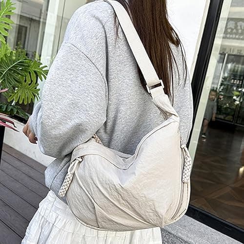 Crescent Crossbody Bags for Women Nylon Slouchy Sling Hobo Bag,Spacious Dumpling Handbag Cross Body Purses for Work Shopping thumbnail 2